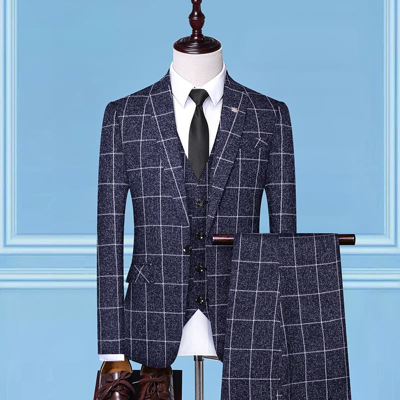 The Executive Set — Men's Checkered Three-Piece Suit