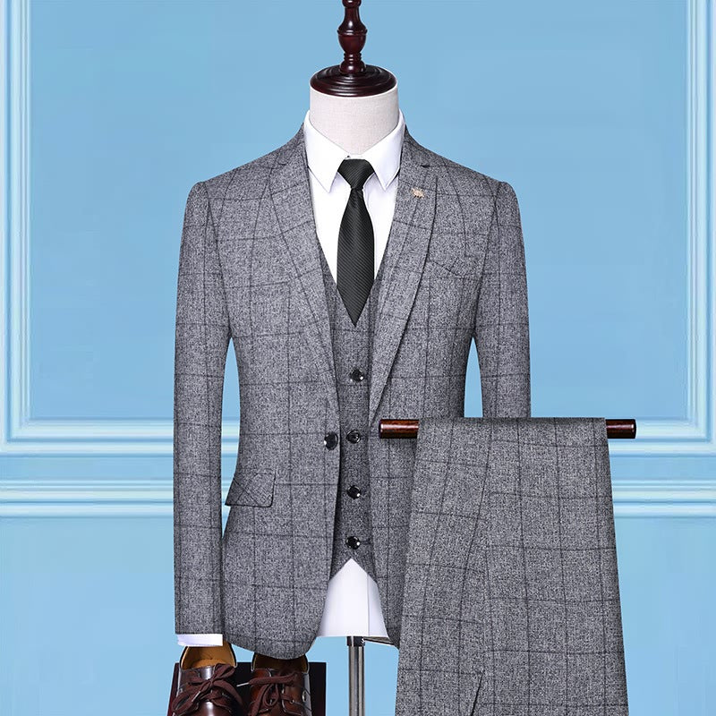 The Executive Set — Men's Checkered Three-Piece Suit
