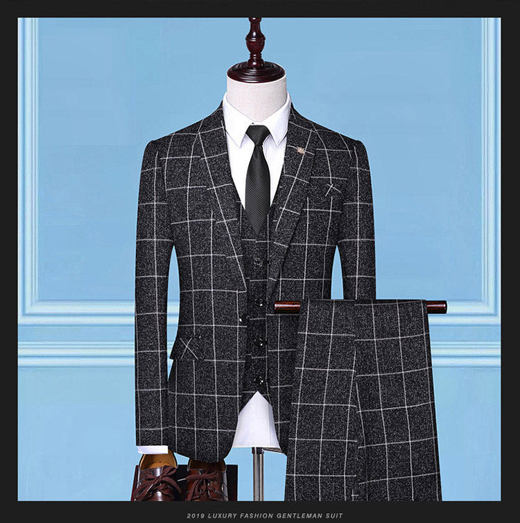 The Executive Set — Men's Checkered Three-Piece Suit