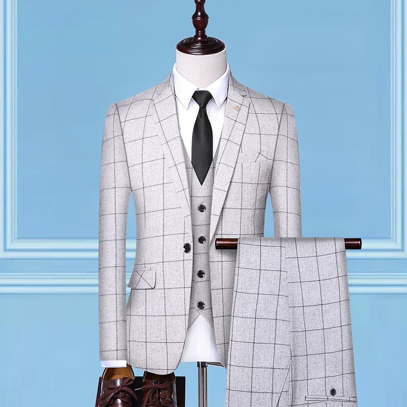 The Executive Set — Men's Checkered Three-Piece Suit