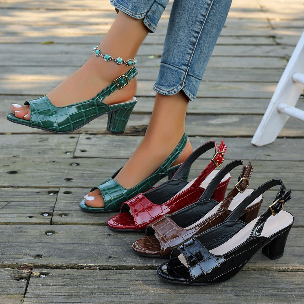 Lovicart Peep Toe Chunky Heel Sandals