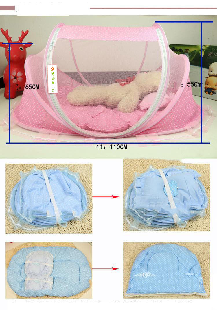 Safe Slumber Baby Bed Net Set — Foldable Mosquito Net with Mattress & Pillow