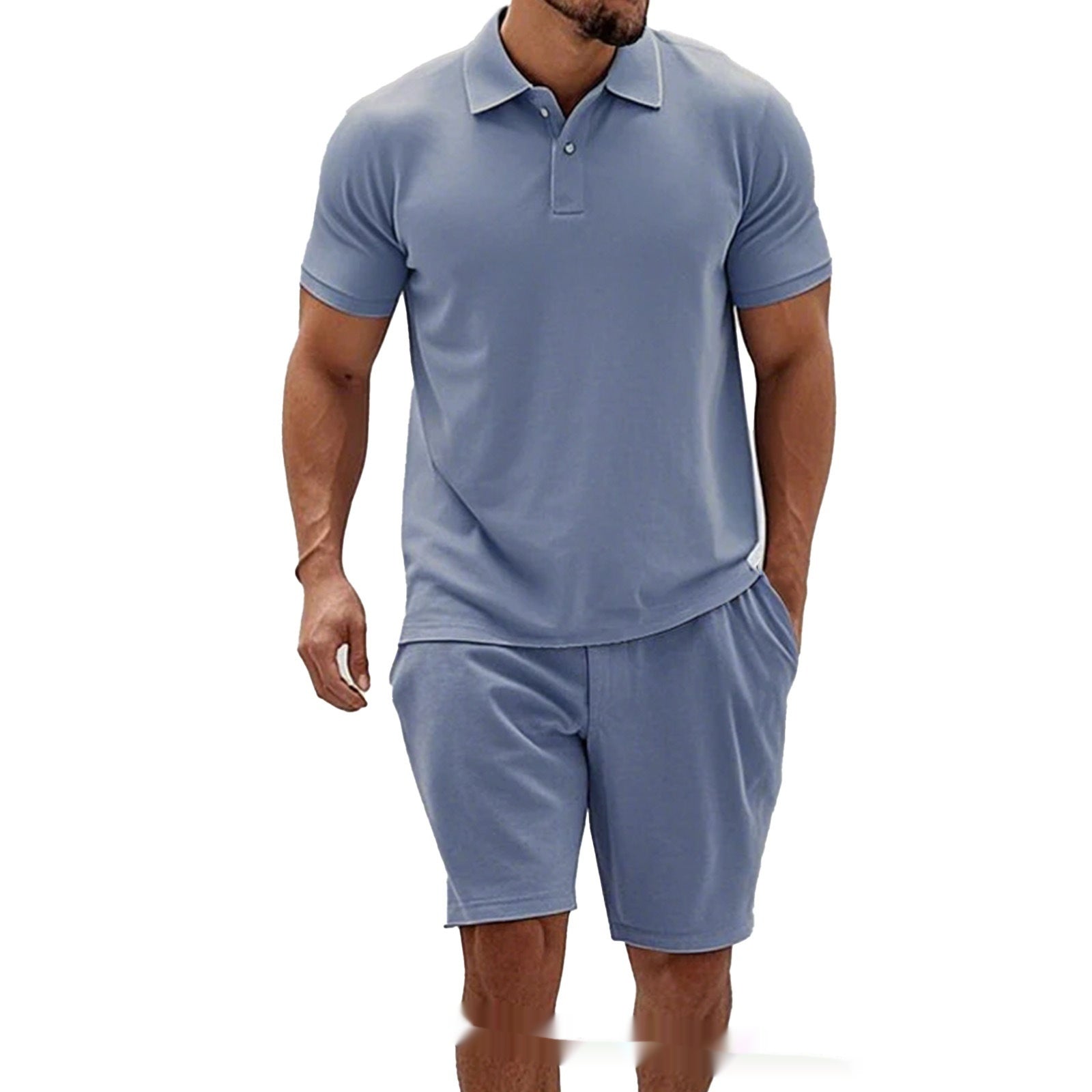 StripeZip — Men's Slim Fit Mesh Short Sleeve & Shorts Set