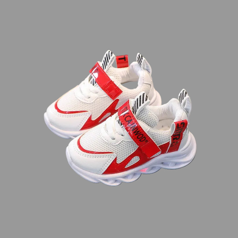 GlowStride — Kids' Light-Up Mesh Sneakers with Alphabet Webbing
