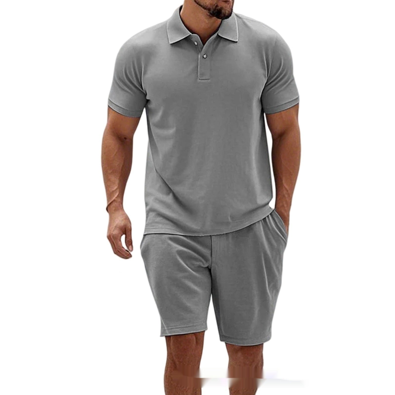 StripeZip — Men's Slim Fit Mesh Short Sleeve & Shorts Set