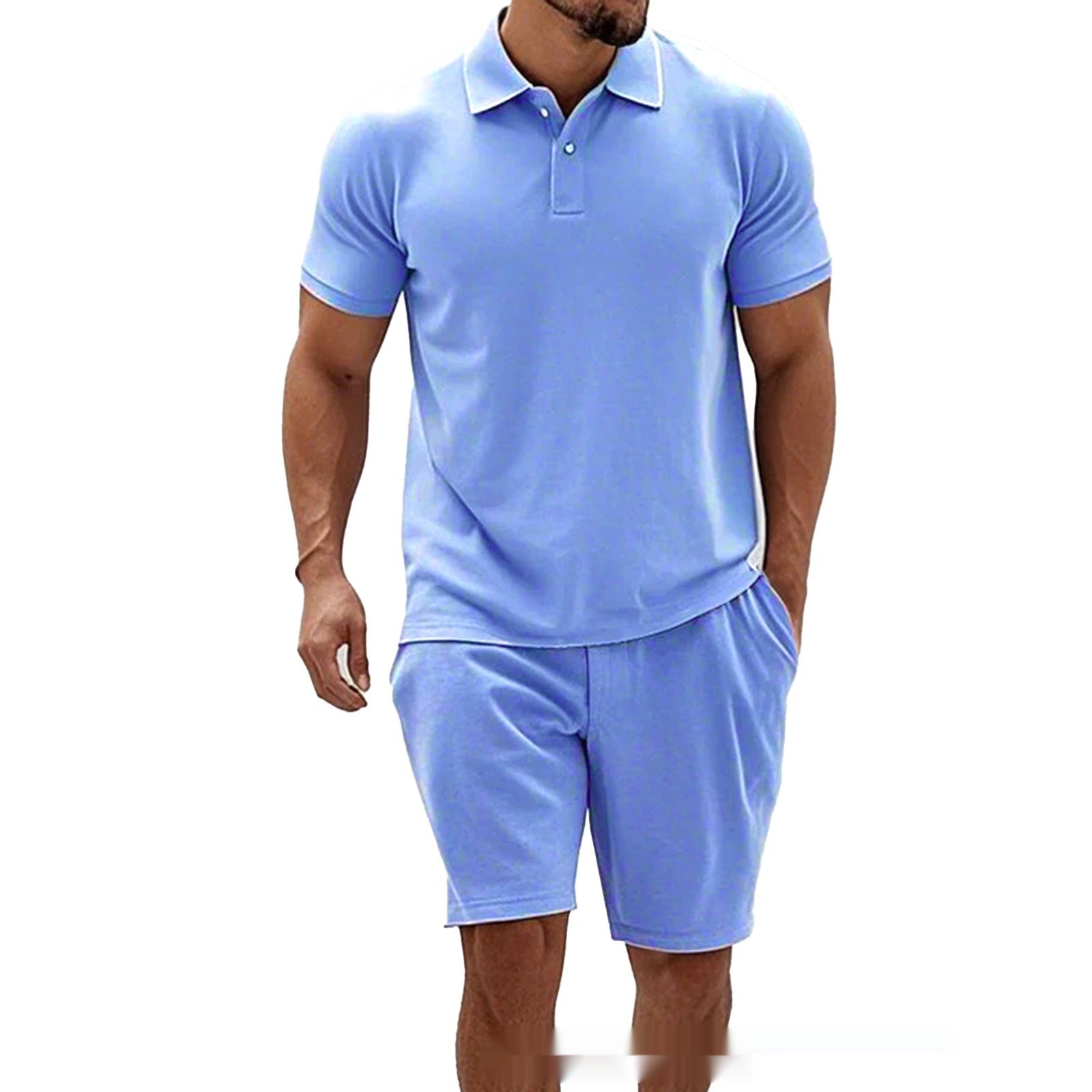 StripeZip — Men's Slim Fit Mesh Short Sleeve & Shorts Set