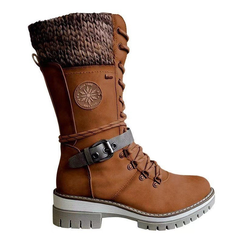 The Winter Stride — Women's High-Shaft Riding Boots with Square Heel