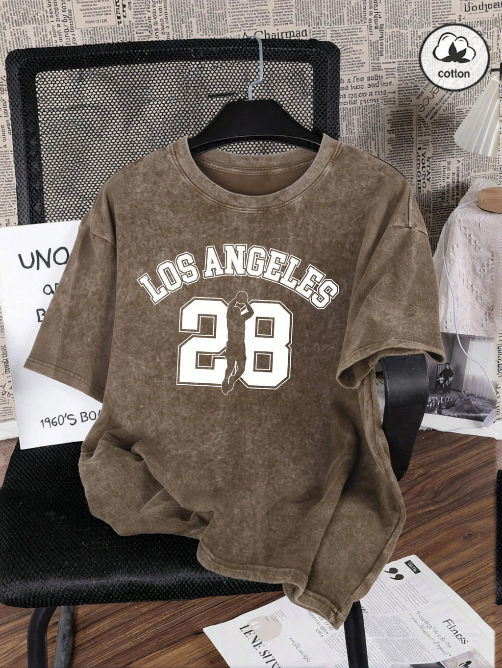 Number 28 Cotton Wash Tee | Relaxed Unisex Streetwear