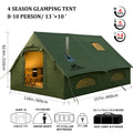 Large Inflatable Camping Tent with Chimney Stack | 129 sq ft | Waterproof & Windproof