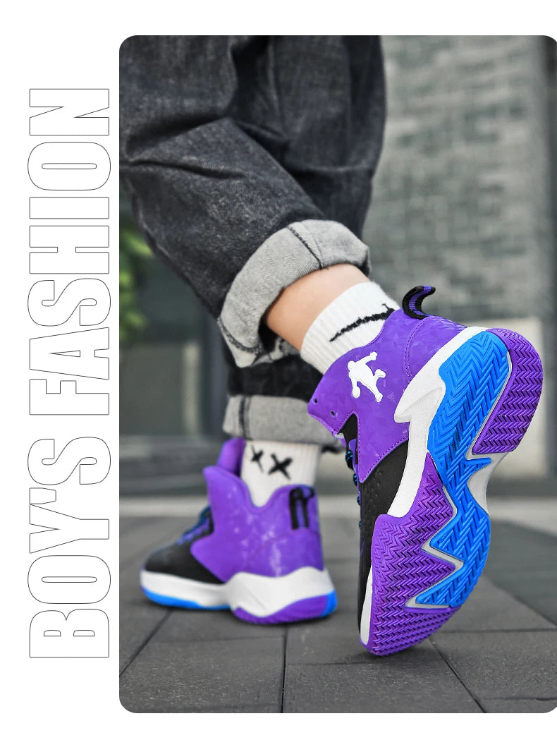 Kids' Pro Court Basketball Shoes — Non-Slip, Breathable & Built to Move