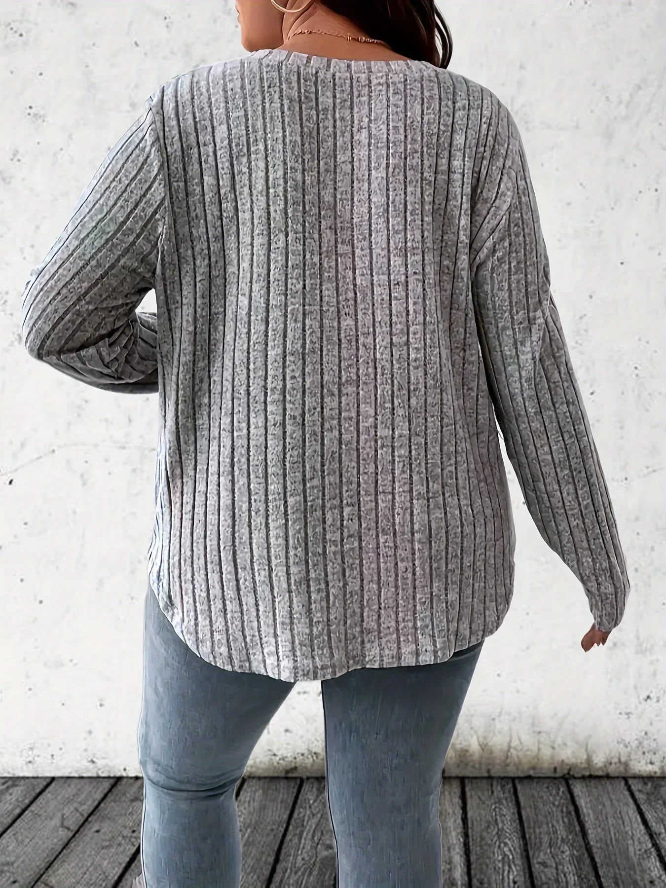 Luxe Ribbed V-Neck Tee | Plus Size 1XL–5XL