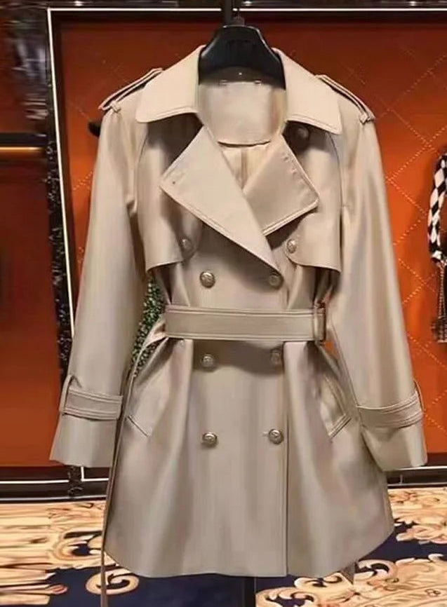 The Satin Trench — Khaki Luxury Coat