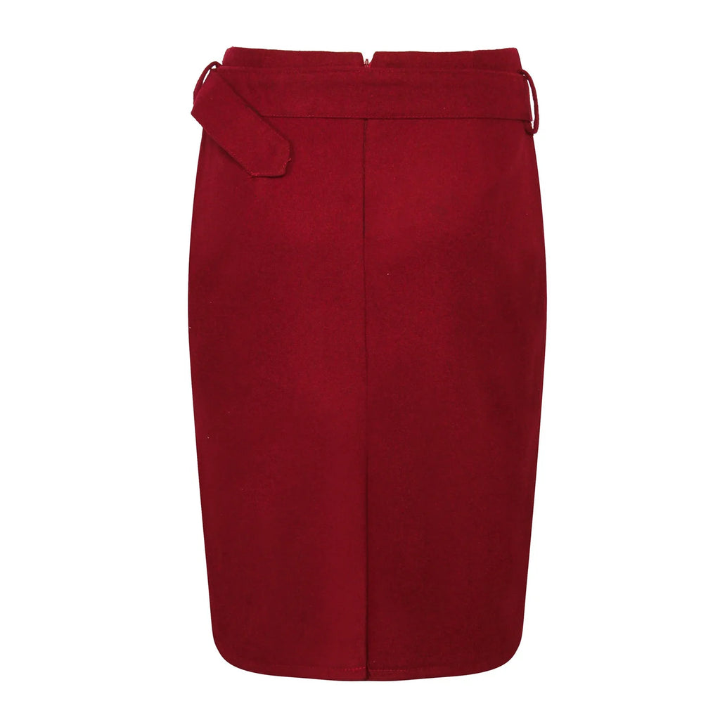 High Waist Wool Pencil Skirt