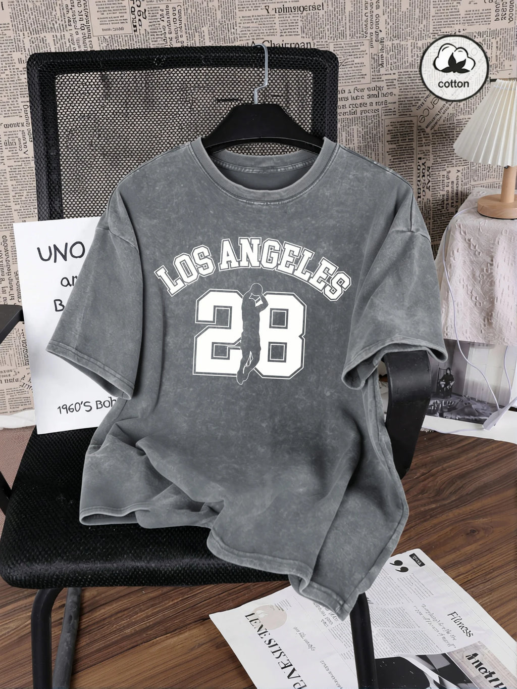 Number 28 Cotton Wash Tee | Relaxed Unisex Streetwear