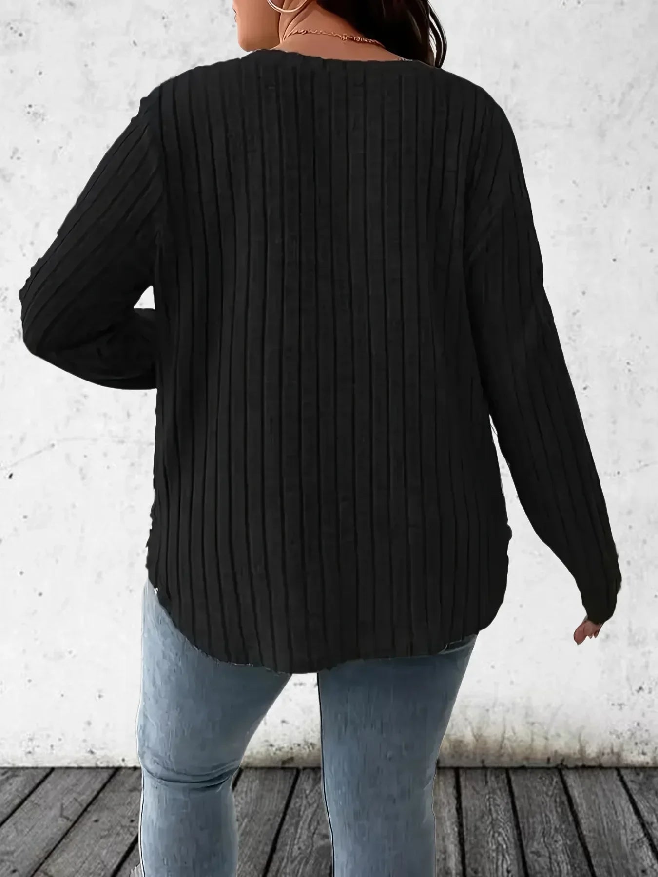 Luxe Ribbed V-Neck Tee | Plus Size 1XL–5XL