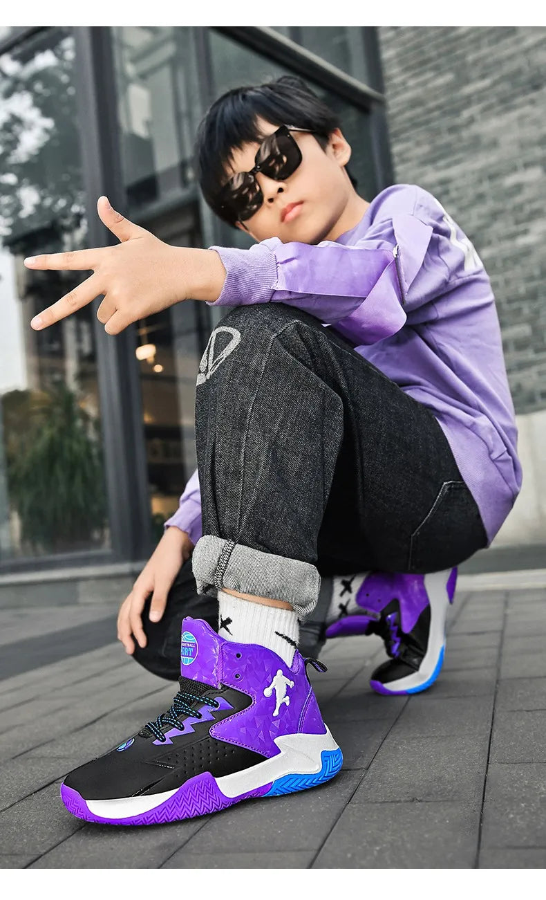 Kids' Pro Court Basketball Shoes — Non-Slip, Breathable & Built to Move
