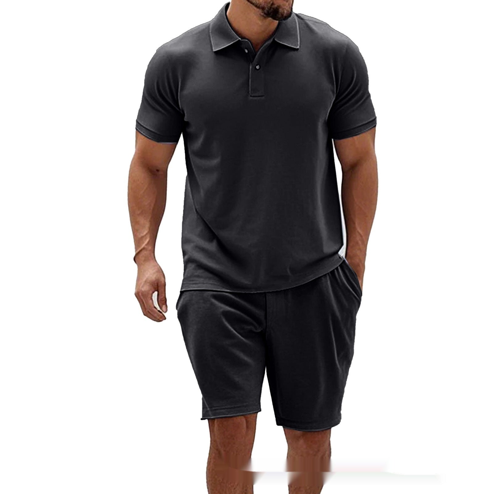 StripeZip — Men's Slim Fit Mesh Short Sleeve & Shorts Set