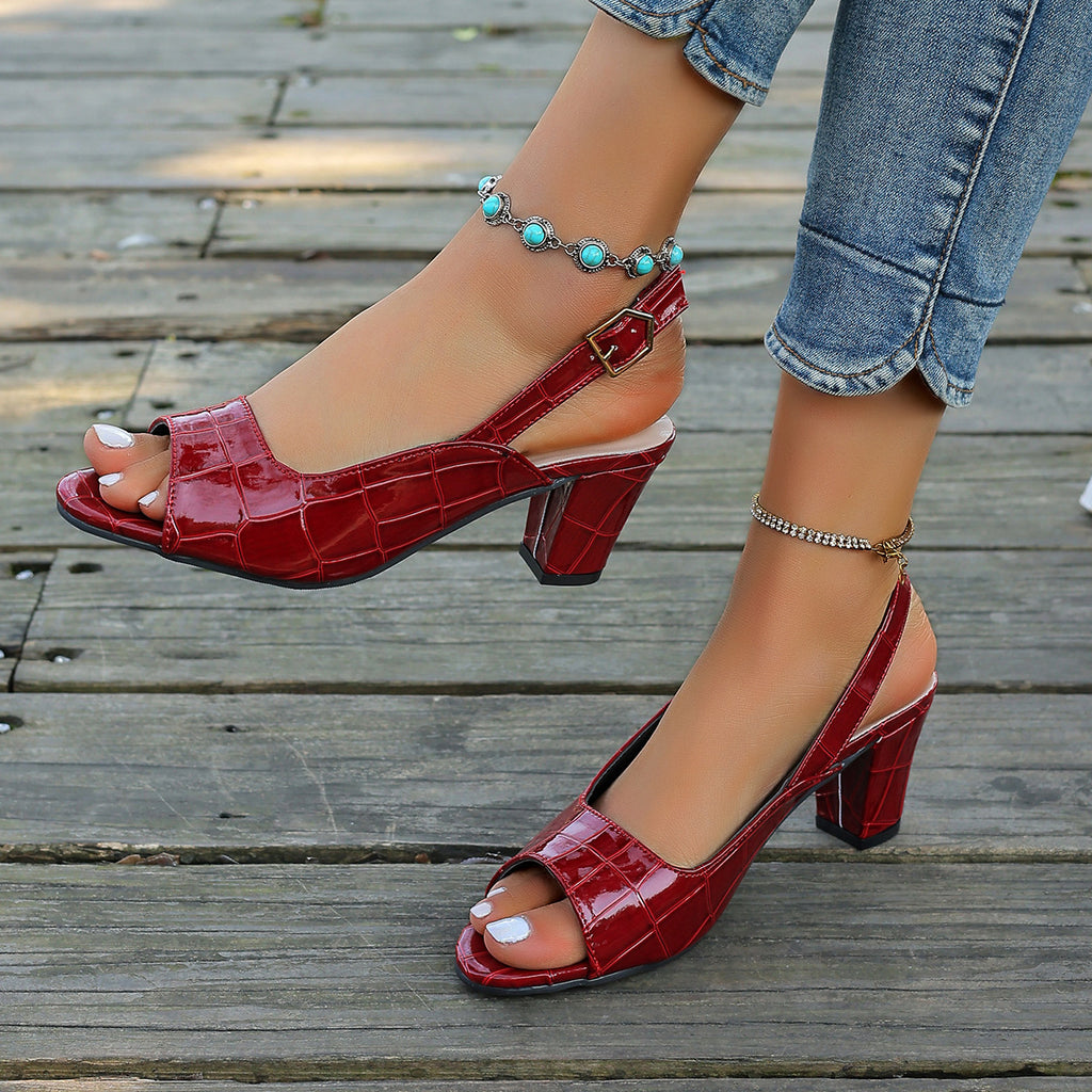 Lovicart Peep Toe Chunky Heel Sandals