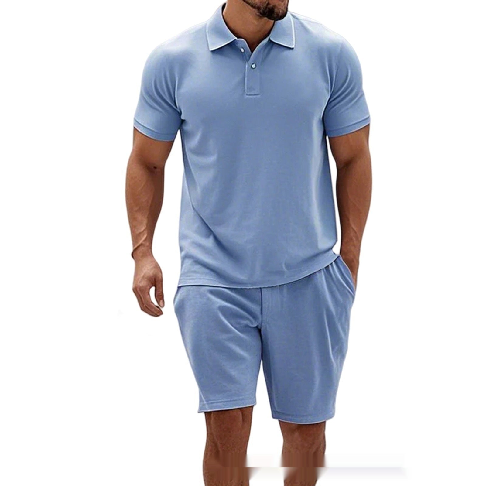 StripeZip — Men's Slim Fit Mesh Short Sleeve & Shorts Set