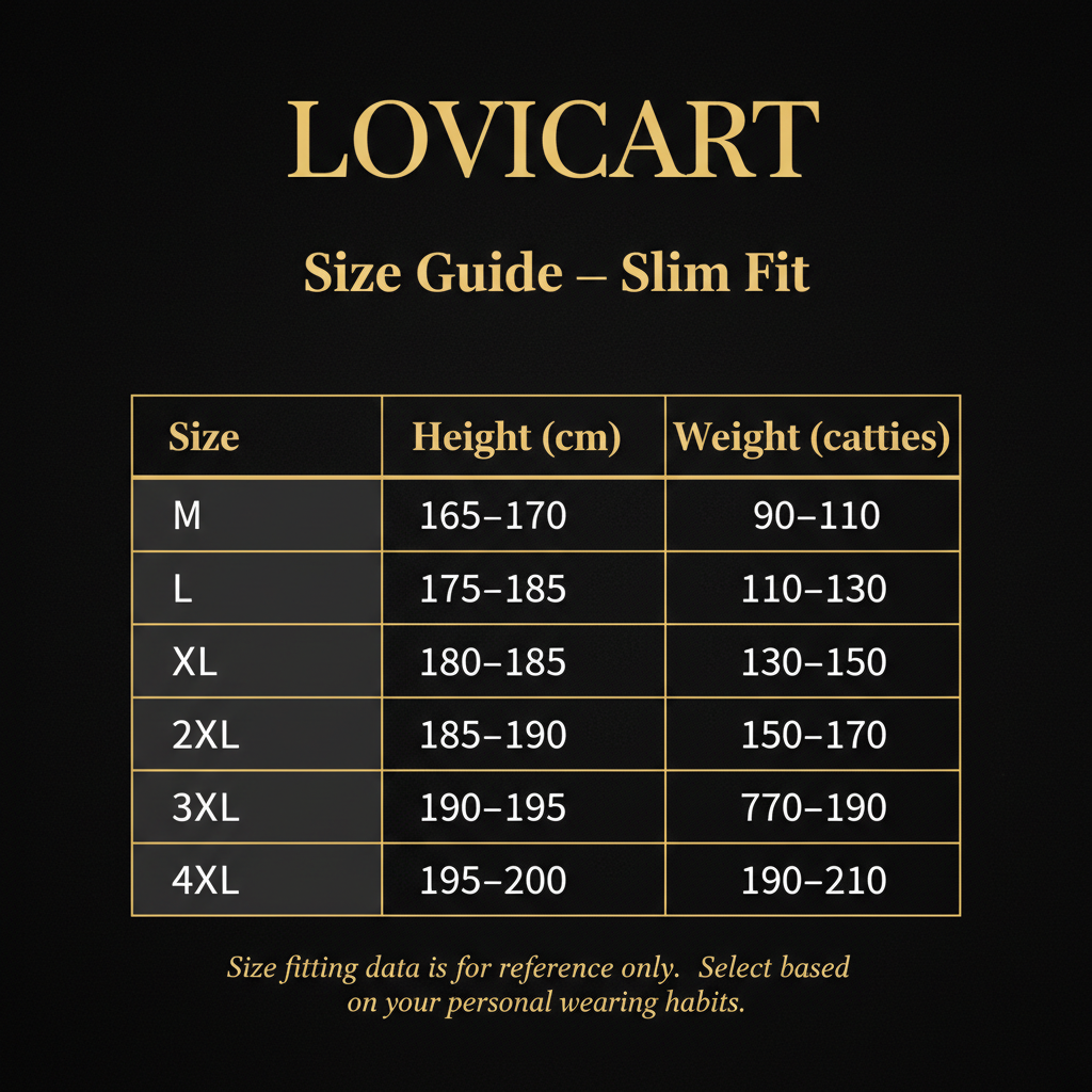 Lovicart Size Chart
