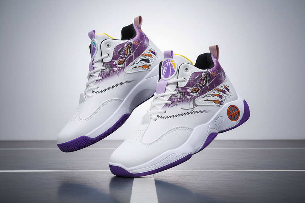 Men's High-Top Hand-Painted Basketball Sneakers — Hero Image