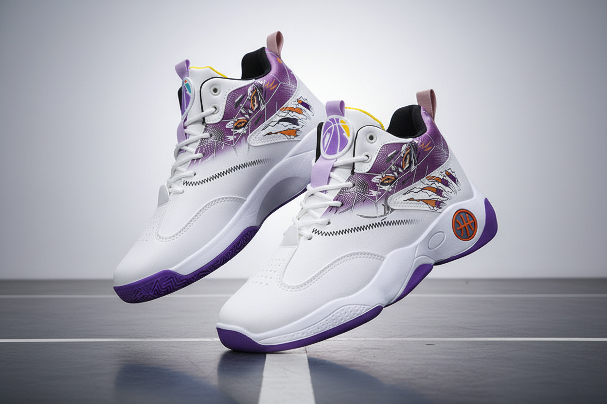 Men's High-Top Hand-Painted Basketball Sneakers — Hero Image