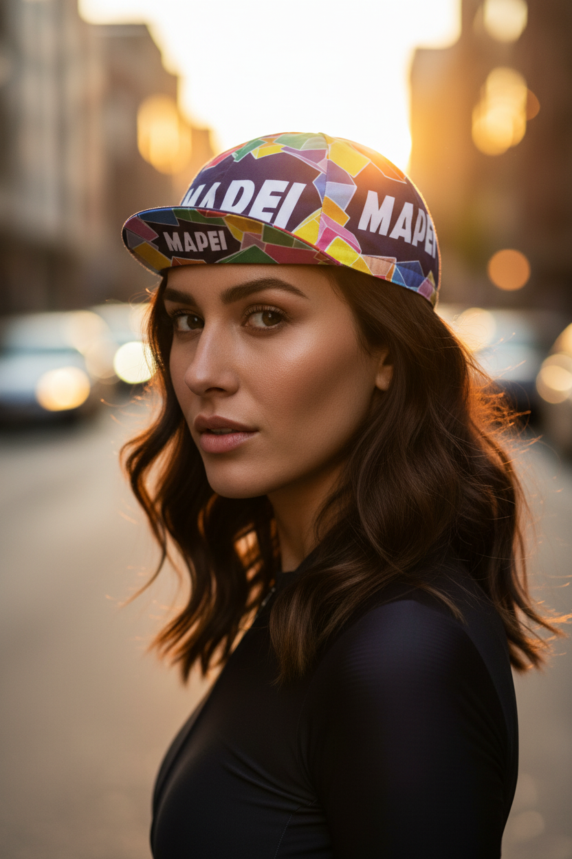 Retro Cycling Cap — Close Up Hero